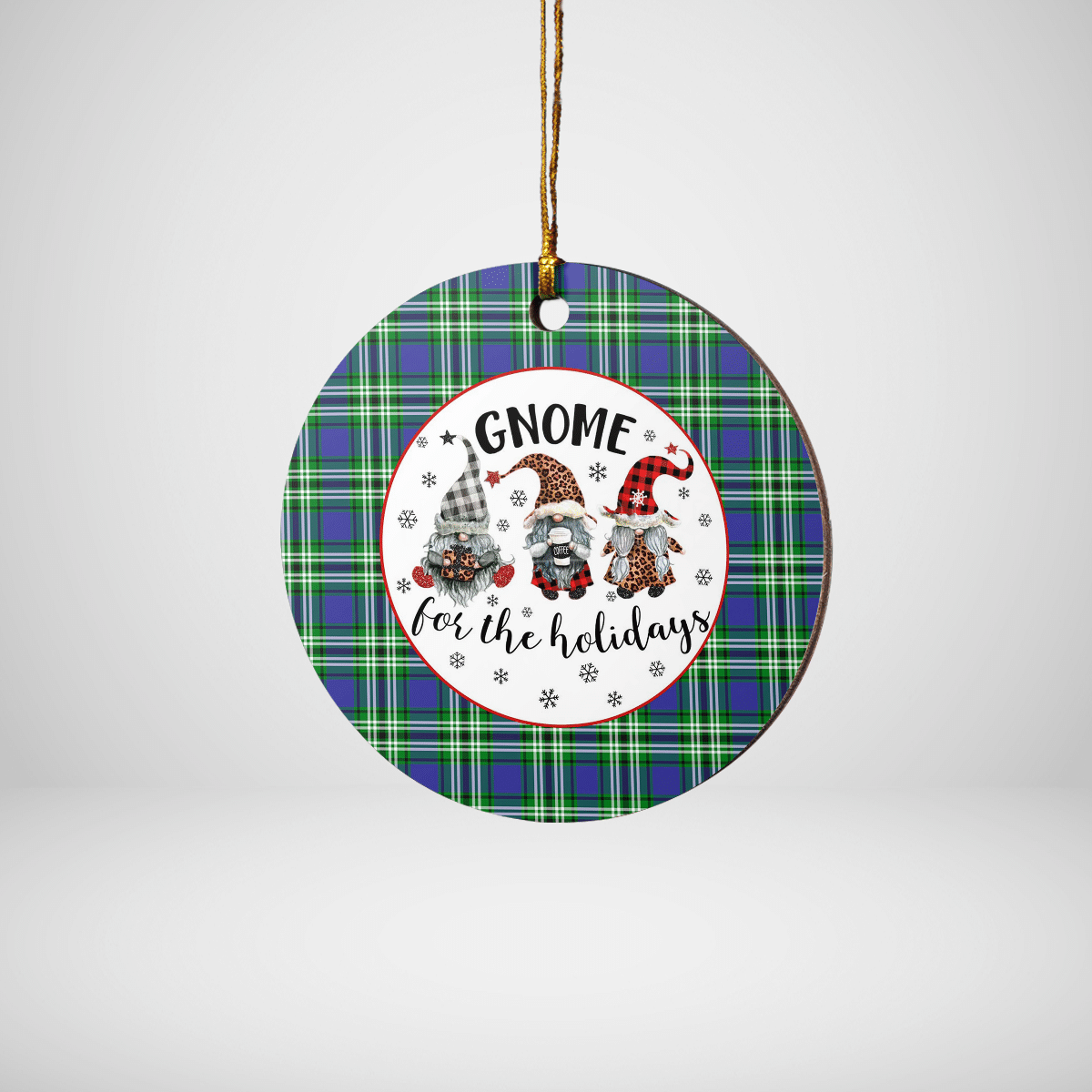Clan Learmonth Tartan Tartan Crest Gnome Round Ceramic Ornament VI94 Learmonth Tartan Tartan Christmas   