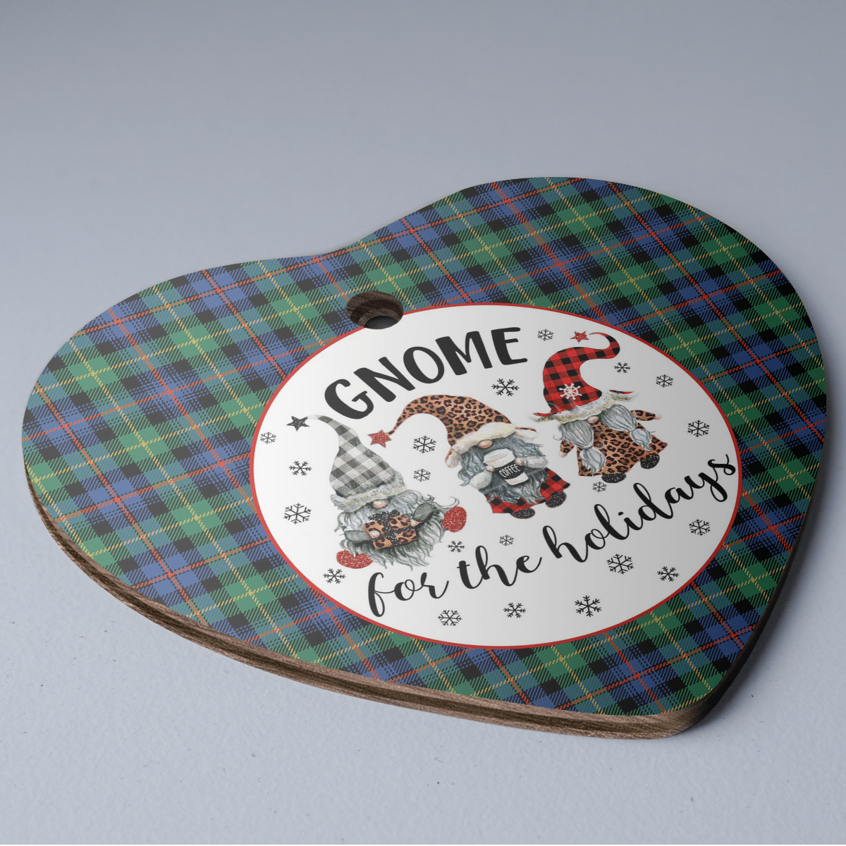 Clan Farquharson Ancient Tartan Tartan Crest Gnome Heart Ceramic Ornament XR50 Farquharson Ancient Tartan Tartan Christmas   