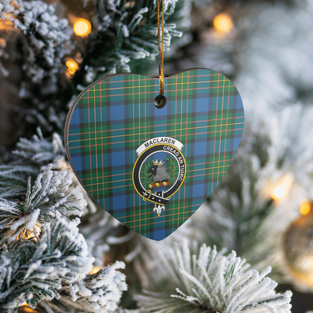 Clan MacLaren Ancient Tartan Crest Heart Ceramic Ornament VZ60 MacLaren Ancient Tartan Tartan Christmas   