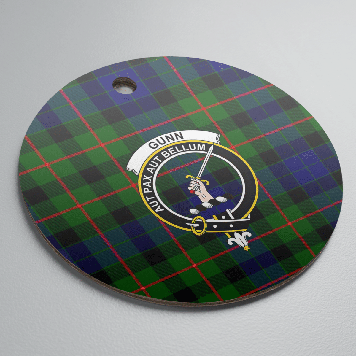 Clan Gunn Modern Tartan Crest Round Ceramic Ornament SC72 Gunn Modern Tartan Tartan Christmas   