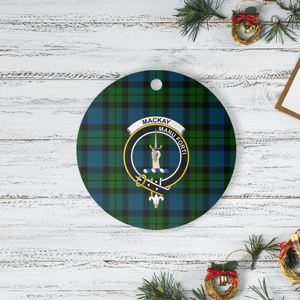 Clan MacKay ModernTartan Crest Round Ceramic Ornament QX49 MacKay ModernTartan Tartan Christmas   