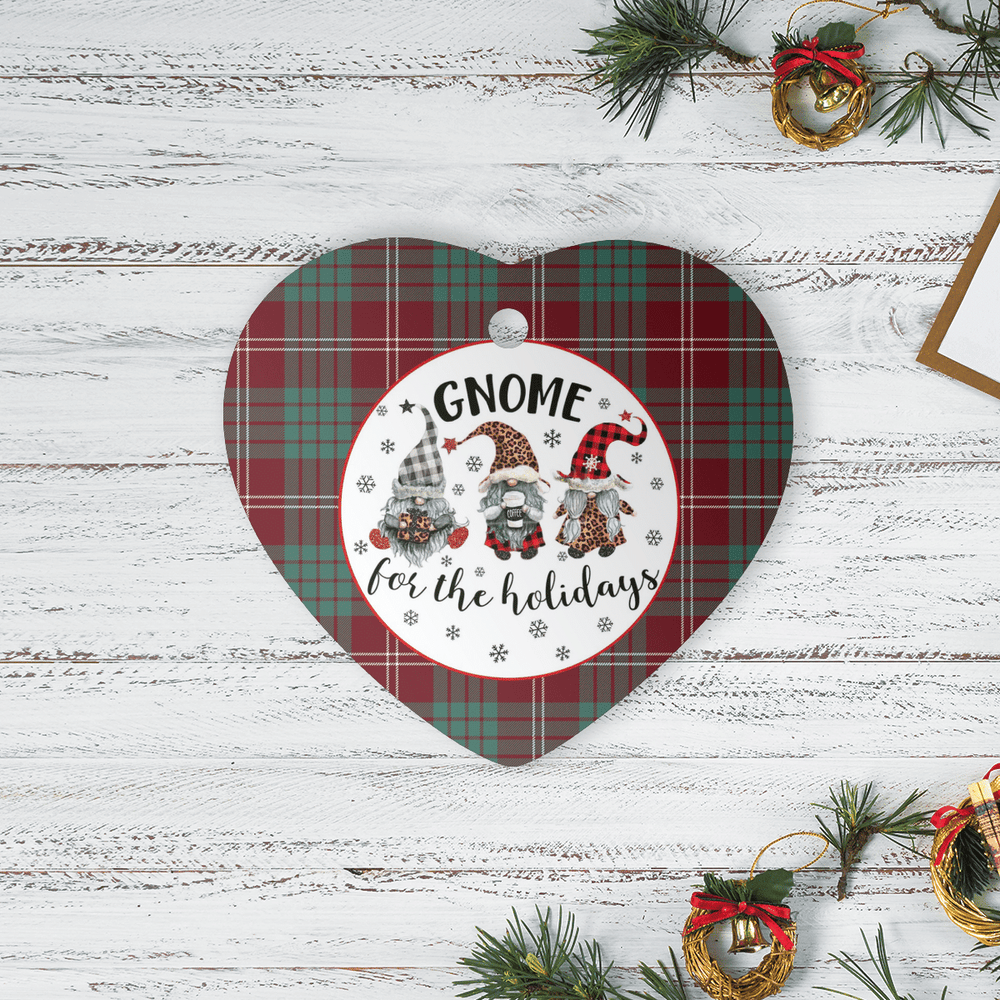 Clan Crawford Modern Tartan Tartan Crest Gnome Heart Ceramic Ornament EC73 Crawford Modern Tartan Tartan Christmas   