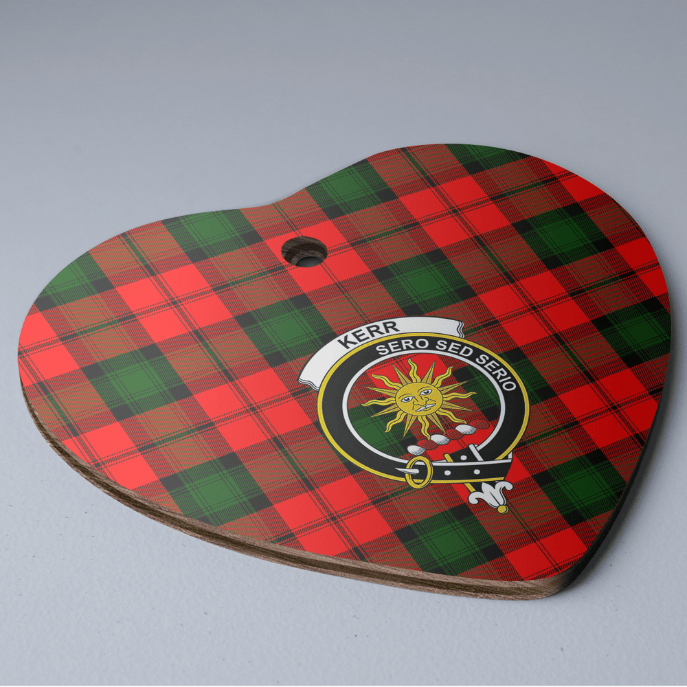 Clan Kerr Modern Tartan Crest Heart Ceramic Ornament VY91 Kerr Modern Tartan Tartan Christmas   