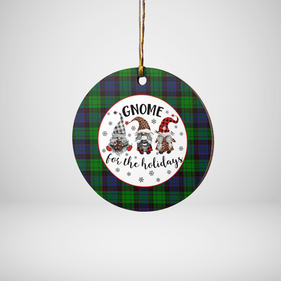 Clan Stewart Old Modern Tartan Tartan Crest Gnome Round Ceramic Ornament
