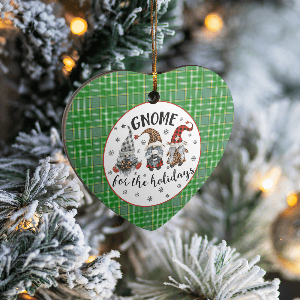 Clan Currie Tartan Tartan Crest Gnome Heart Ceramic Ornament TO71 Currie Tartan Tartan Christmas   