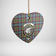 Clan Norvel (Stirling) Tartan Crest Heart Ceramic Ornament WA93 Norvel (Stirling) Tartan Tartan Christmas   