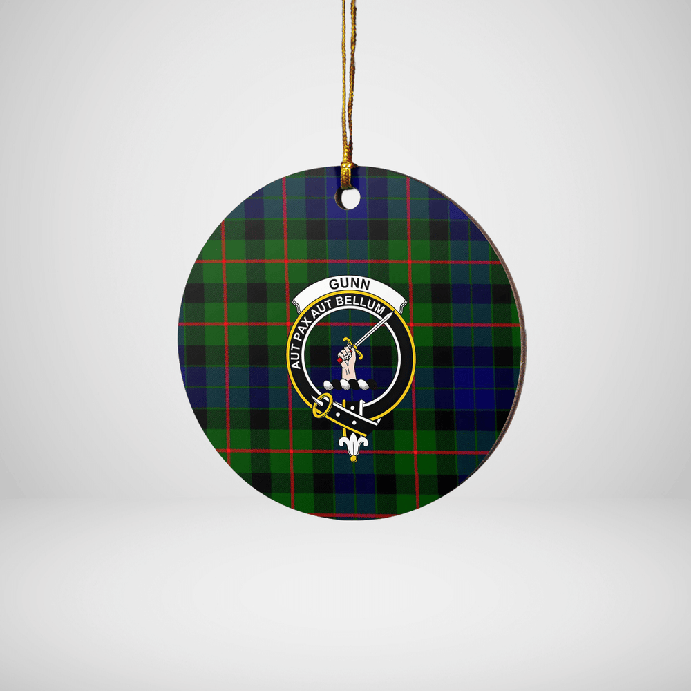Clan Gunn Modern Tartan Crest Round Ceramic Ornament SC72 Gunn Modern Tartan Tartan Christmas   