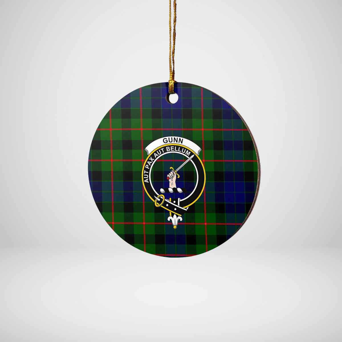 Clan Gunn Modern Tartan Crest Round Ceramic Ornament SC72 Gunn Modern Tartan Tartan Christmas   