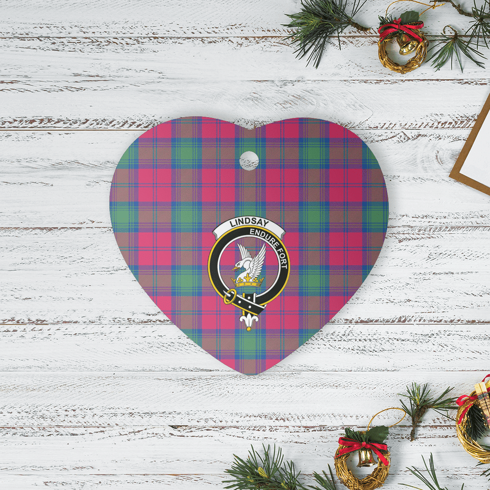 Clan Lindsay Ancient Tartan Crest Heart Ceramic Ornament HA21 Lindsay Ancient Tartan Tartan Christmas   