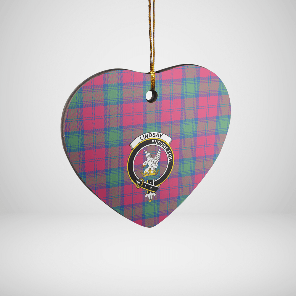 Clan Lindsay Ancient Tartan Crest Heart Ceramic Ornament HA21 Lindsay Ancient Tartan Tartan Christmas   
