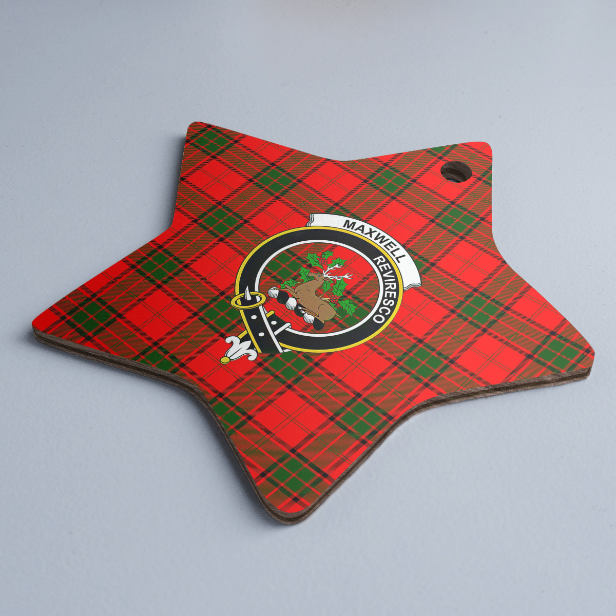 Clan Maxwell Modern Tartan Crest Star Ceramic Ornament TN70 Maxwell Modern Tartan Tartan Christmas   