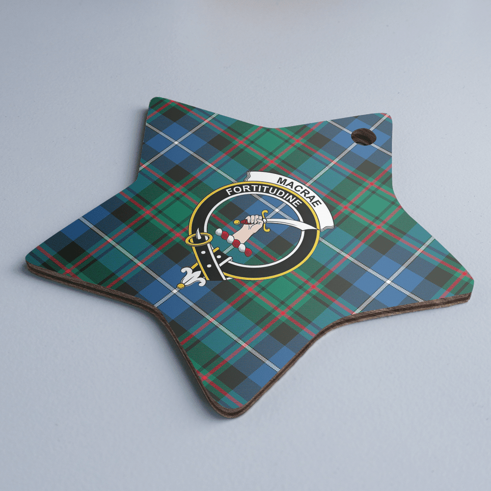 Clan MacRae Hunting Ancient Tartan Crest Star Ceramic Ornament VL31 MacRae Hunting Ancient Tartan Tartan Christmas   