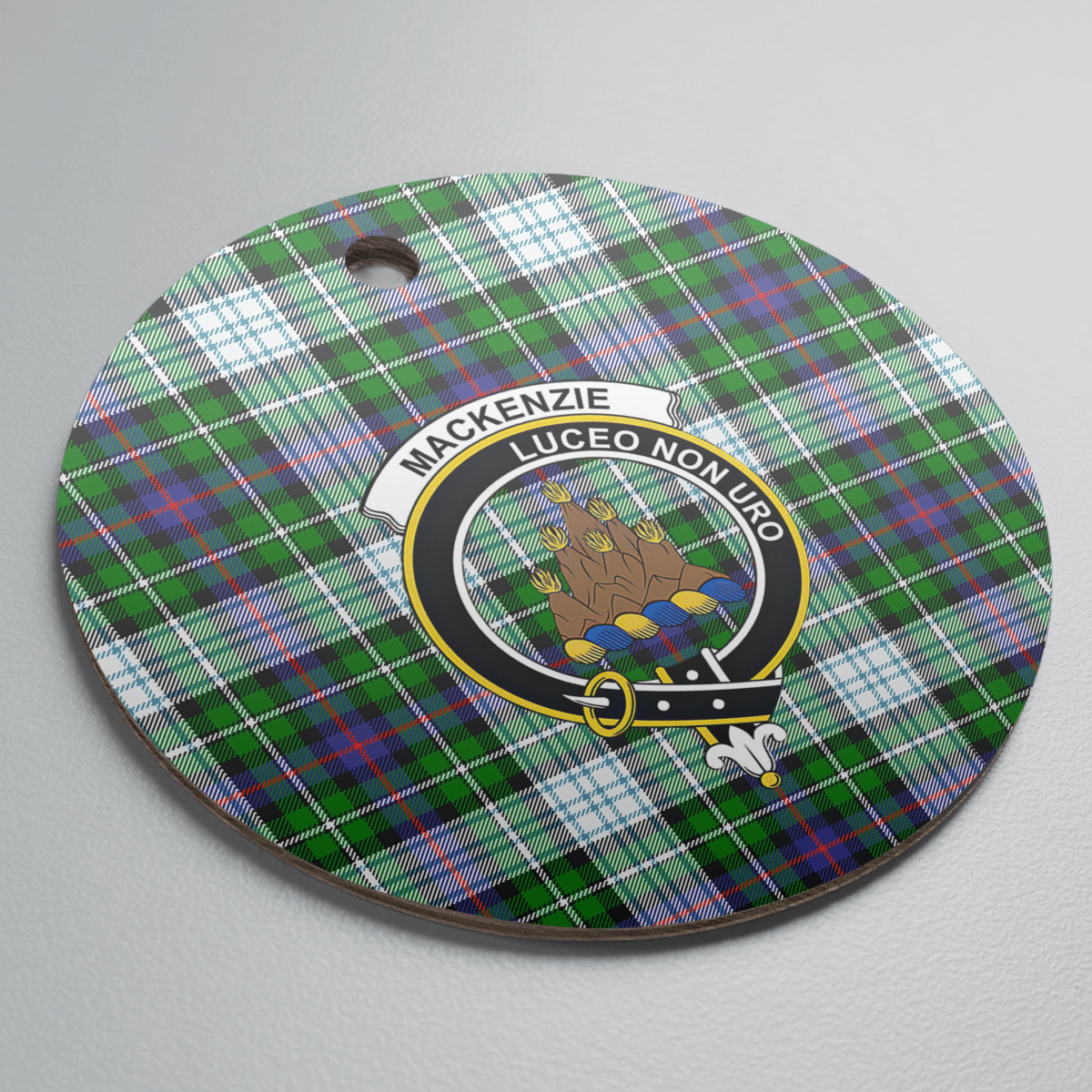 Clan MacKenzie Dress Modern Tartan Crest Round Ceramic Ornament CQ19 MacKenzie Dress Modern Tartan Tartan Christmas   