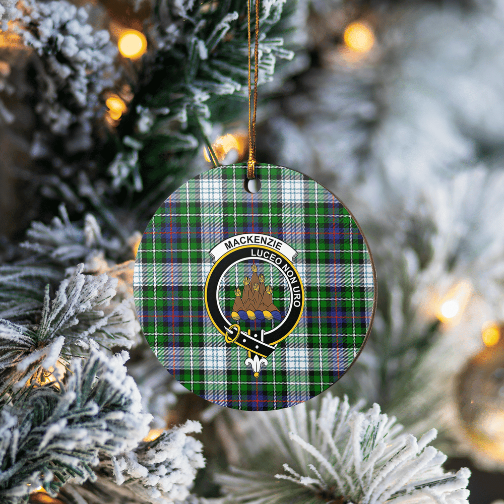 Clan MacKenzie Dress Modern Tartan Crest Round Ceramic Ornament CQ19 MacKenzie Dress Modern Tartan Tartan Christmas   
