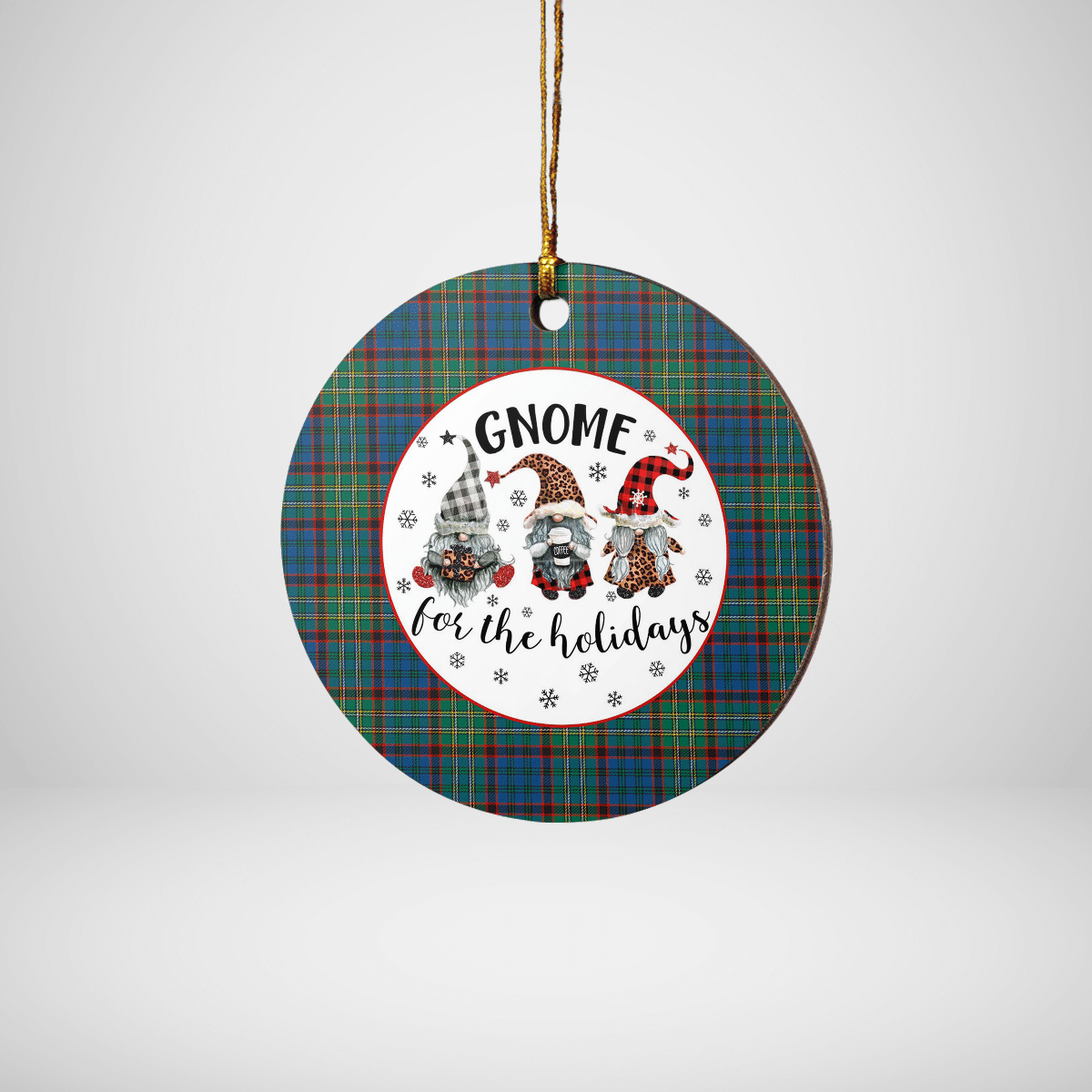 Clan Nicolson Hunting Ancient Tartan Tartan Crest Gnome Round Ceramic Ornament VJ74 Nicolson Hunting Ancient Tartan Tartan Christmas   