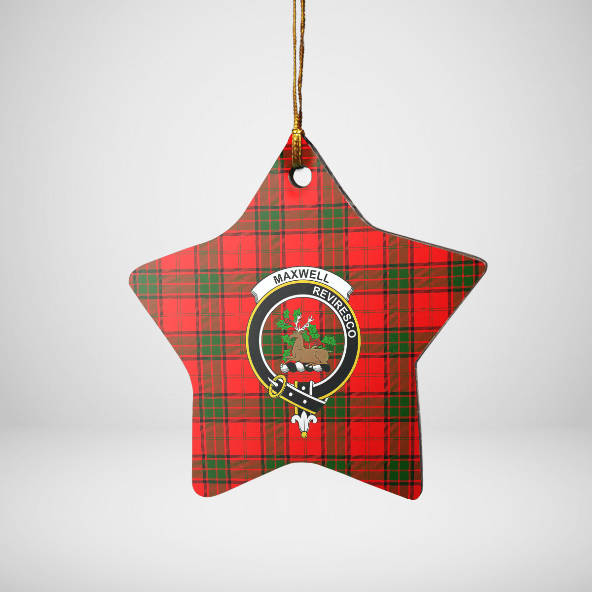 Clan Maxwell Modern Tartan Crest Star Ceramic Ornament TN70 Maxwell Modern Tartan Tartan Christmas   