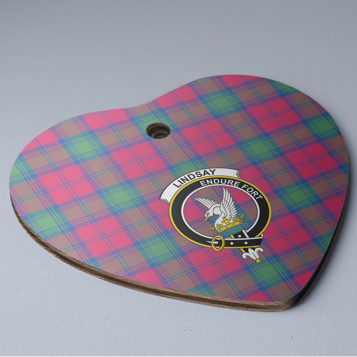 Clan Lindsay Ancient Tartan Crest Heart Ceramic Ornament HA21 Lindsay Ancient Tartan Tartan Christmas   