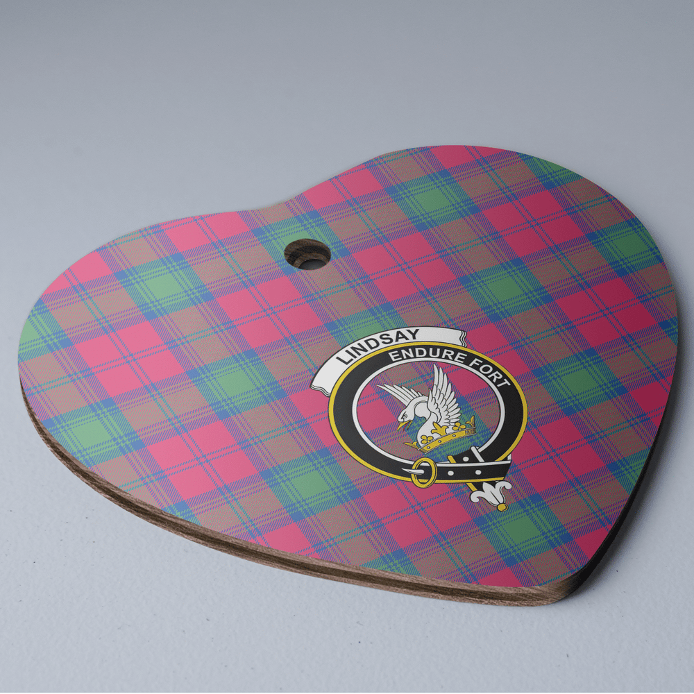 Clan Lindsay Ancient Tartan Crest Heart Ceramic Ornament HA21 Lindsay Ancient Tartan Tartan Christmas   