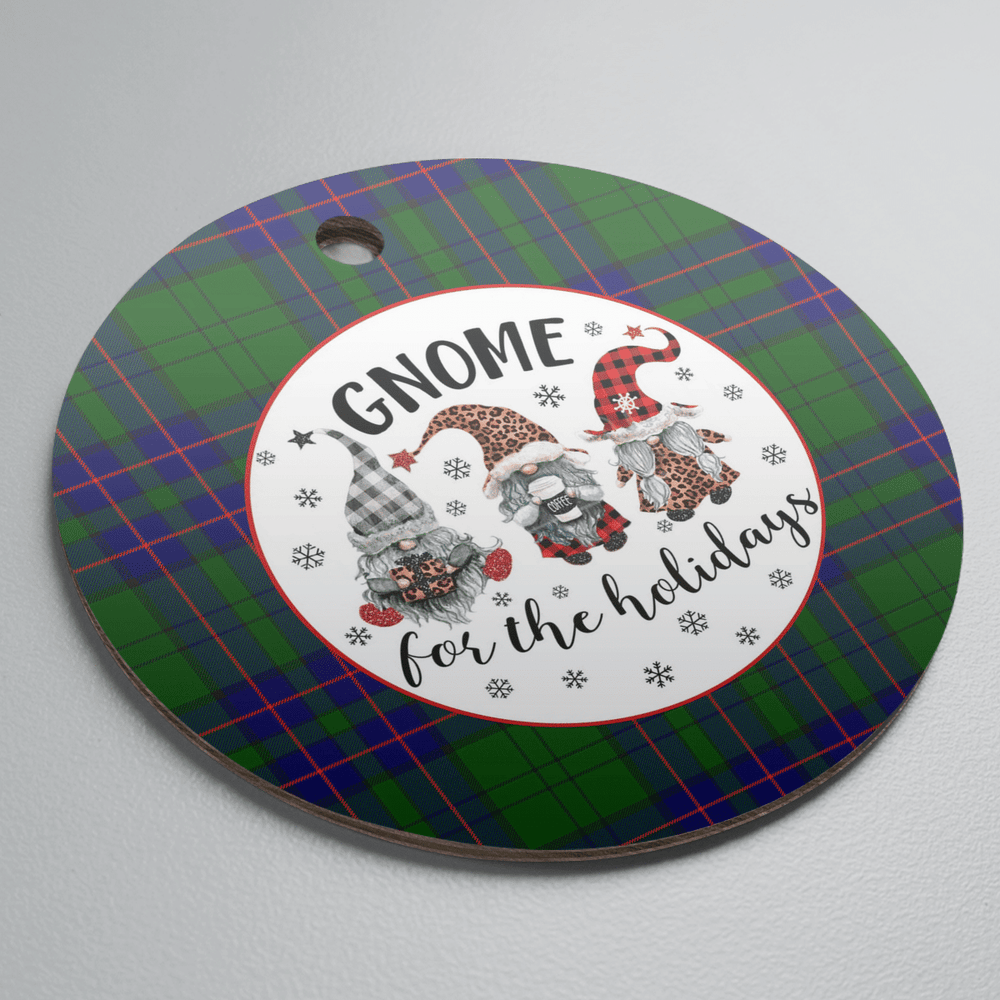 Clan Lockhart Modern Tartan Tartan Crest Gnome Round Ceramic Ornament PL88 Lockhart Modern Tartan Tartan Christmas   