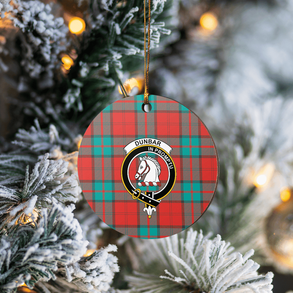 Clan Dunbar Ancient Tartan Crest Round Ceramic Ornament EX22 Dunbar Ancient Tartan Tartan Christmas   