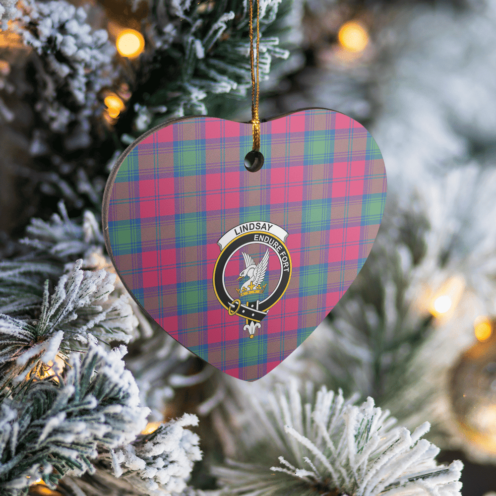 Clan Lindsay Ancient Tartan Crest Heart Ceramic Ornament HA21 Lindsay Ancient Tartan Tartan Christmas   