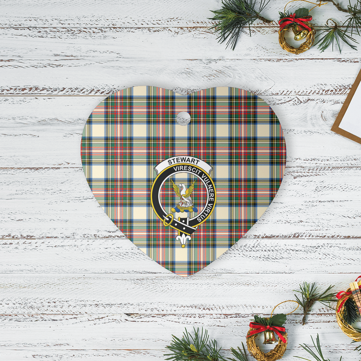 Clan Stewart Dress Ancient Tartan Crest Heart Ceramic Ornament QF42 Stewart Dress Ancient Tartan Tartan Christmas   