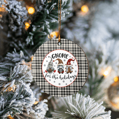 Clan Scott Black & White Ancient Tartan Tartan Crest Gnome Round Ceramic Ornament AG95 Scott Black & White Ancient Tartan Tartan Christmas   