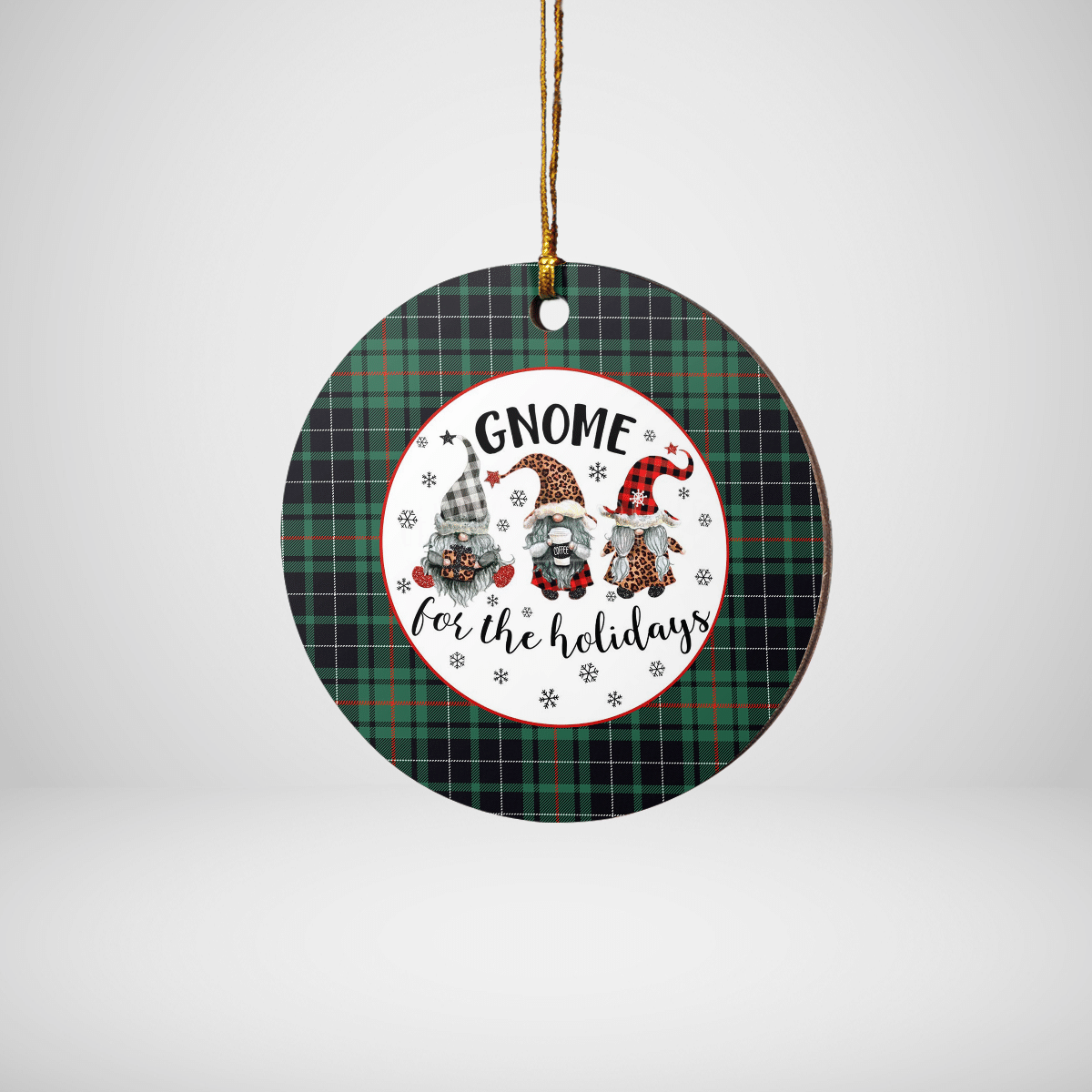 Clan MacAulay Hunting Ancient Tartan Tartan Crest Gnome Round Ceramic Ornament HF35 MacAulay Hunting Ancient Tartan Tartan Christmas   