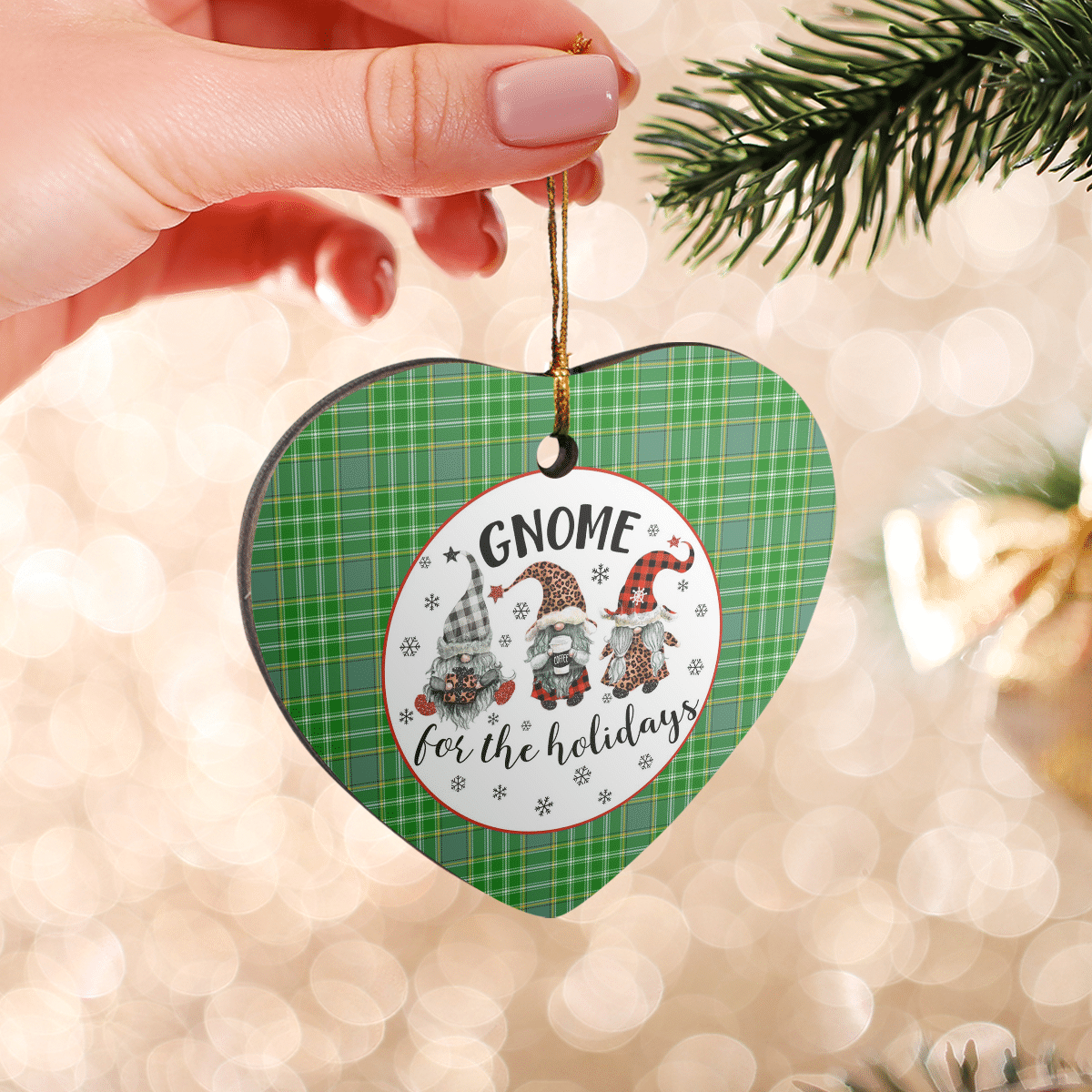 Clan Currie Tartan Tartan Crest Gnome Heart Ceramic Ornament TO71 Currie Tartan Tartan Christmas   
