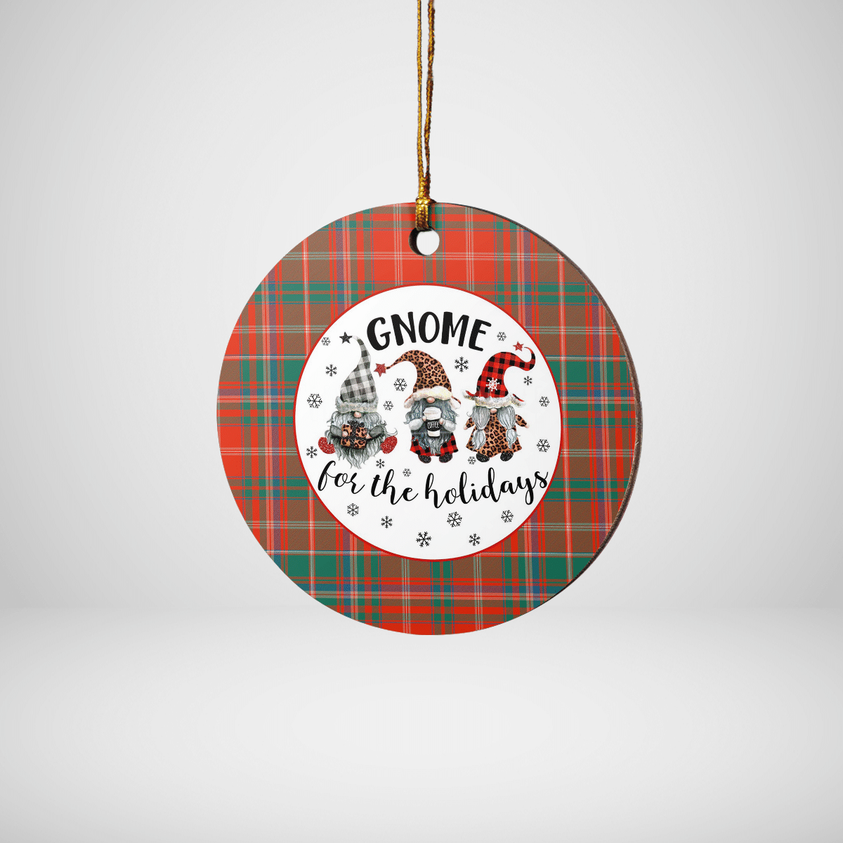 Clan MacDougall Ancient Tartan Tartan Crest Gnome Round Ceramic Ornament RM16 MacDougall Ancient Tartan Tartan Christmas   