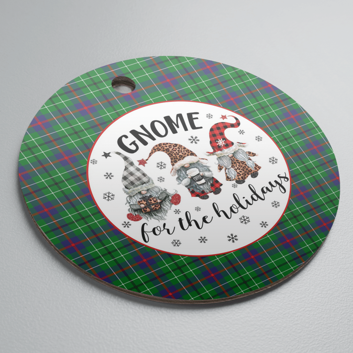Clan Duncan Ancient Tartan Tartan Crest Gnome Round Ceramic Ornament EB79 Duncan Ancient Tartan Tartan Christmas   