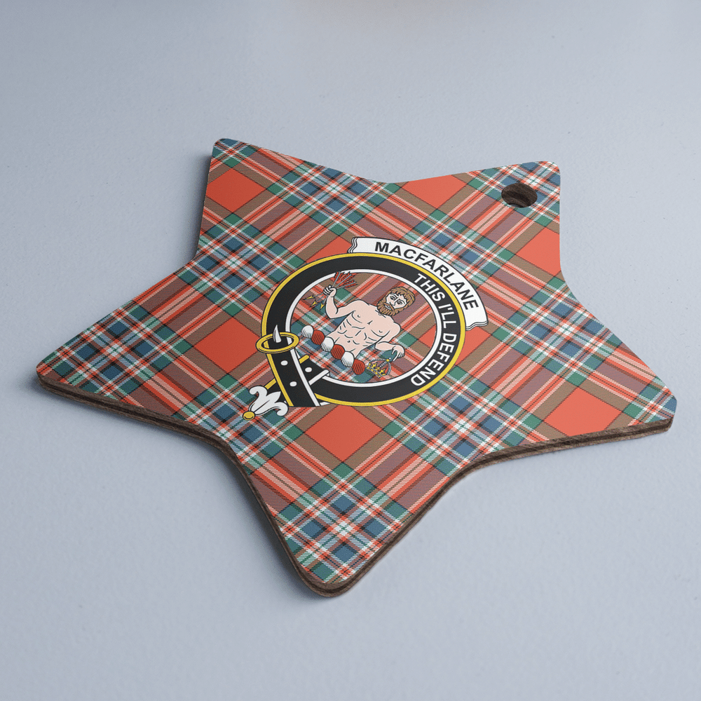 Clan MacFarlane Ancient Tartan Crest Star Ceramic Ornament BU82 MacFarlane Ancient Tartan Tartan Christmas   