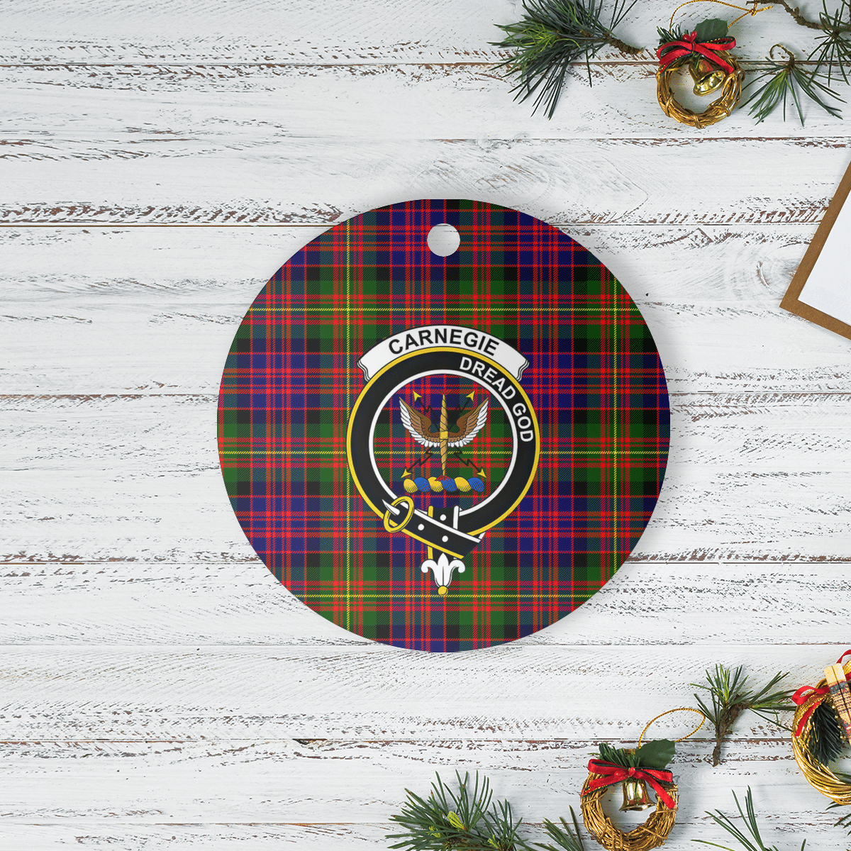 Clan Carnegie Modern Tartan Crest Round Ceramic Ornament RX51 Carnegie Modern Tartan Tartan Christmas   