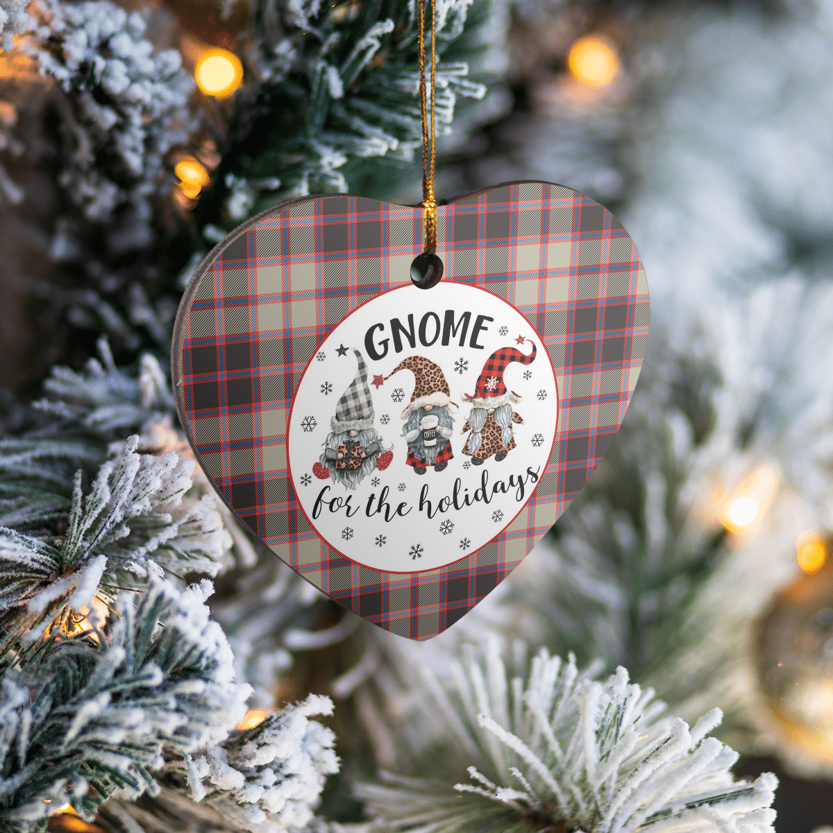 Clan MacPherson Hunting Ancient Tartan Tartan Crest Gnome Heart Ceramic Ornament HJ76 MacPherson Hunting Ancient Tartan Tartan Christmas   