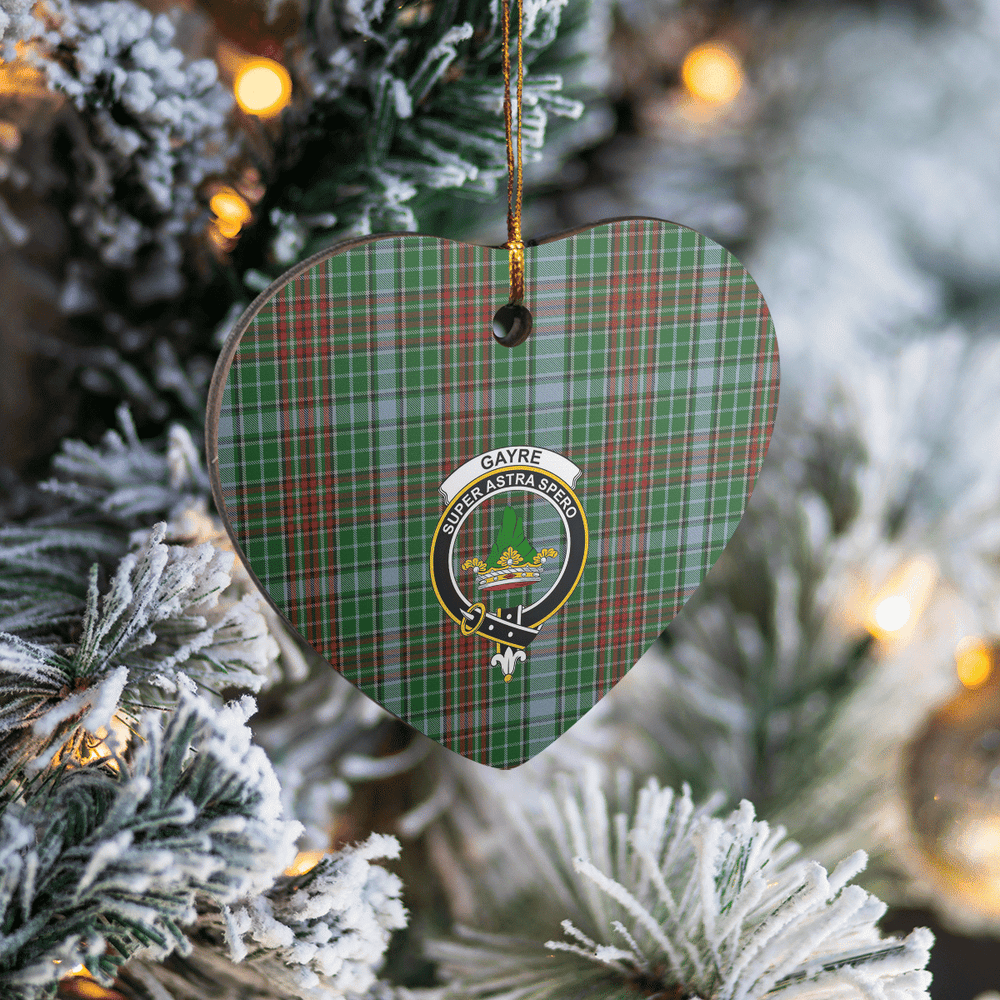 Clan Gayre Tartan Crest Heart Ceramic Ornament VO11 Gayre Tartan Tartan Christmas   