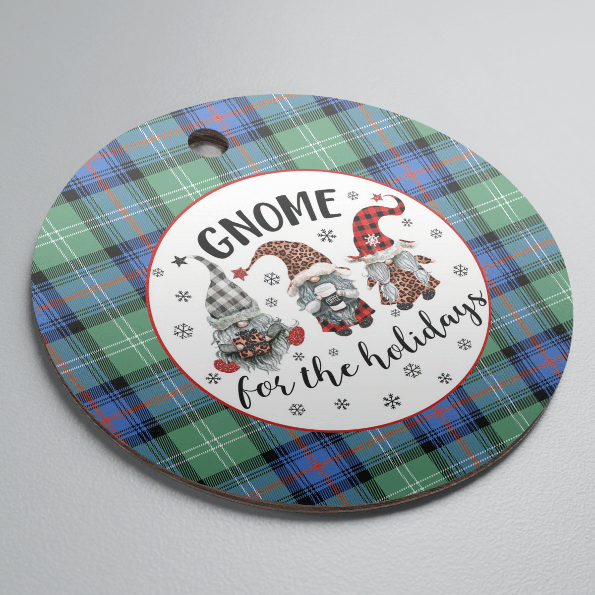 Clan Sutherland Old Ancient Tartan Tartan Crest Gnome Round Ceramic Ornament QR45 Sutherland Old Ancient Tartan Tartan Christmas   