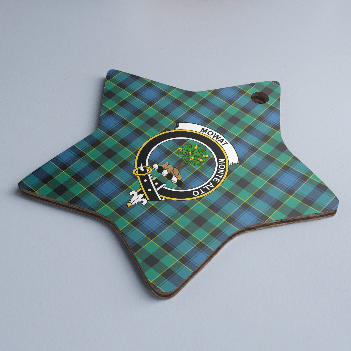 Clan Mowat Tartan Crest Star Ceramic Ornament FN68 Mowat Tartan Tartan Christmas   