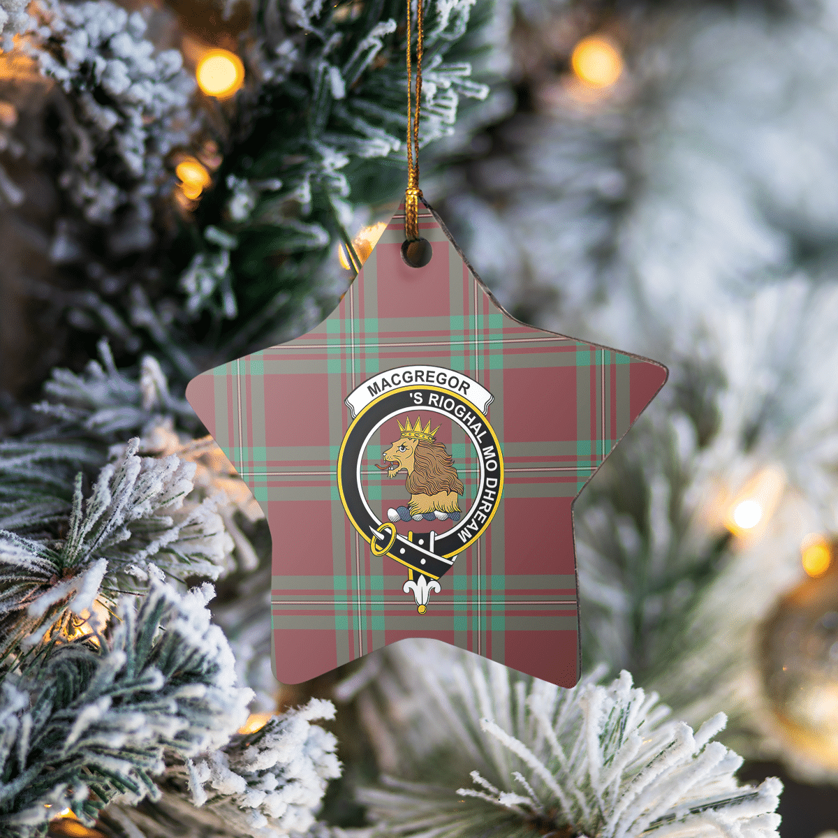 Clan MacGregor Hunting Ancient Tartan Crest Star Ceramic Ornament QG35 MacGregor Hunting Ancient Tartan Tartan Christmas   