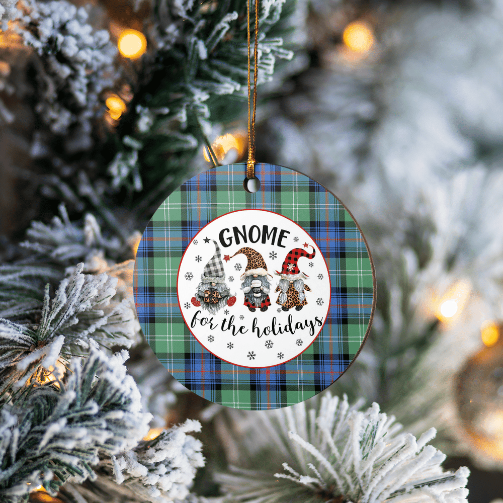 Clan Sutherland Old Ancient Tartan Tartan Crest Gnome Round Ceramic Ornament QR45 Sutherland Old Ancient Tartan Tartan Christmas   