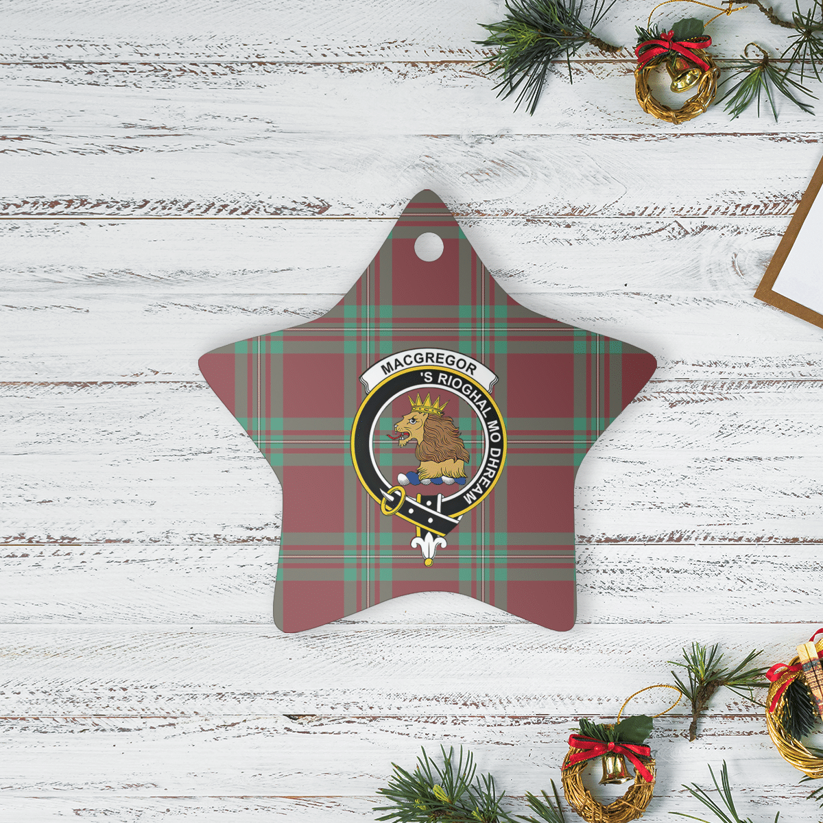 Clan MacGregor Hunting Ancient Tartan Crest Star Ceramic Ornament QG35 MacGregor Hunting Ancient Tartan Tartan Christmas   
