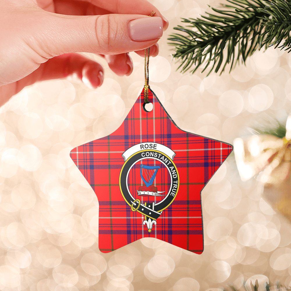 Clan Rose Tartan Crest Star Ceramic Ornament MO96 Rose Tartan Tartan Christmas   