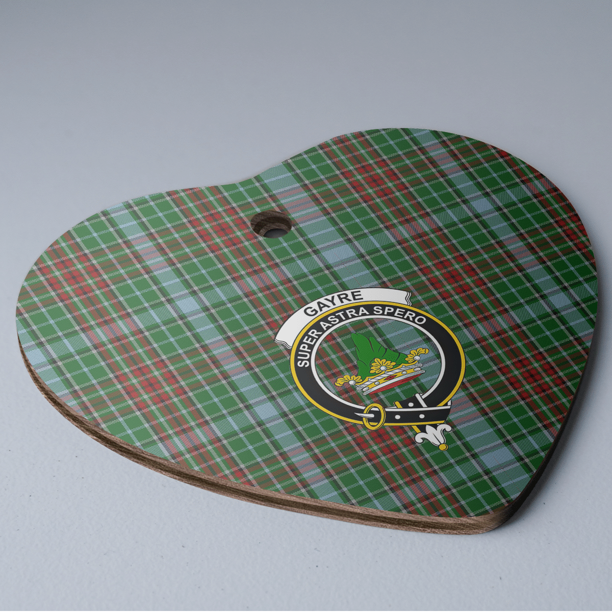 Clan Gayre Tartan Crest Heart Ceramic Ornament VO11 Gayre Tartan Tartan Christmas   