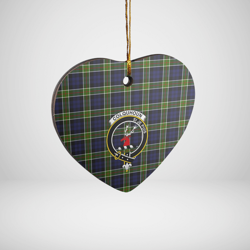 Clan Colquhoun Tartan Crest Heart Ceramic Ornament YG23 Colquhoun Tartan Tartan Christmas   