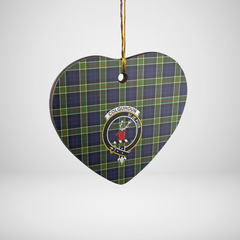 Clan Colquhoun Tartan Crest Heart Ceramic Ornament YG23 Colquhoun Tartan Tartan Christmas   