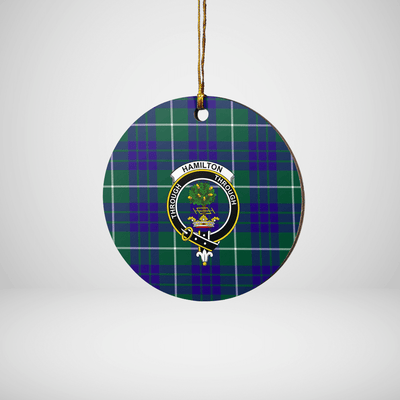 Clan Hamilton Hunting Modern Tartan Crest Round Ceramic Ornament TI53