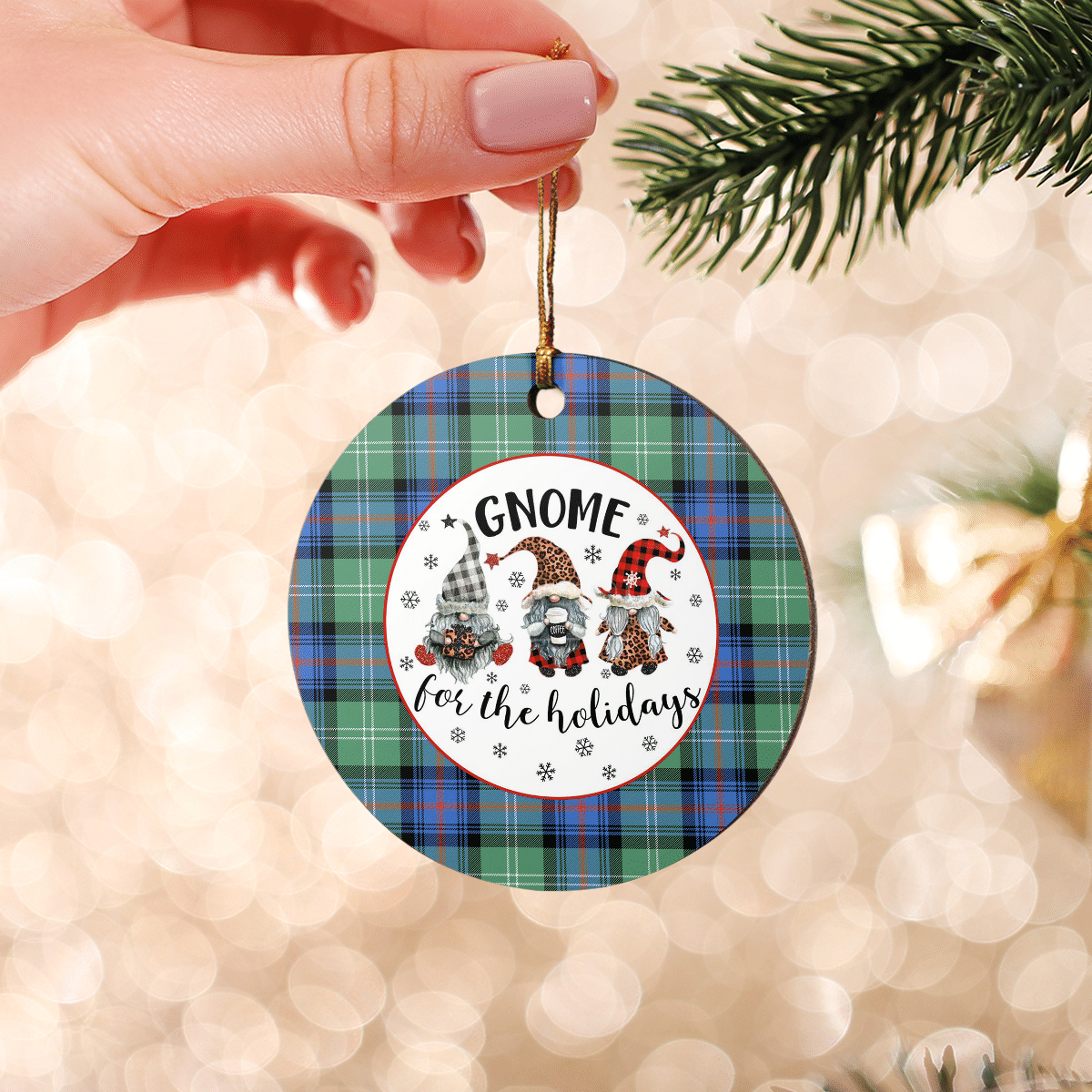 Clan Sutherland Old Ancient Tartan Tartan Crest Gnome Round Ceramic Ornament QR45 Sutherland Old Ancient Tartan Tartan Christmas   