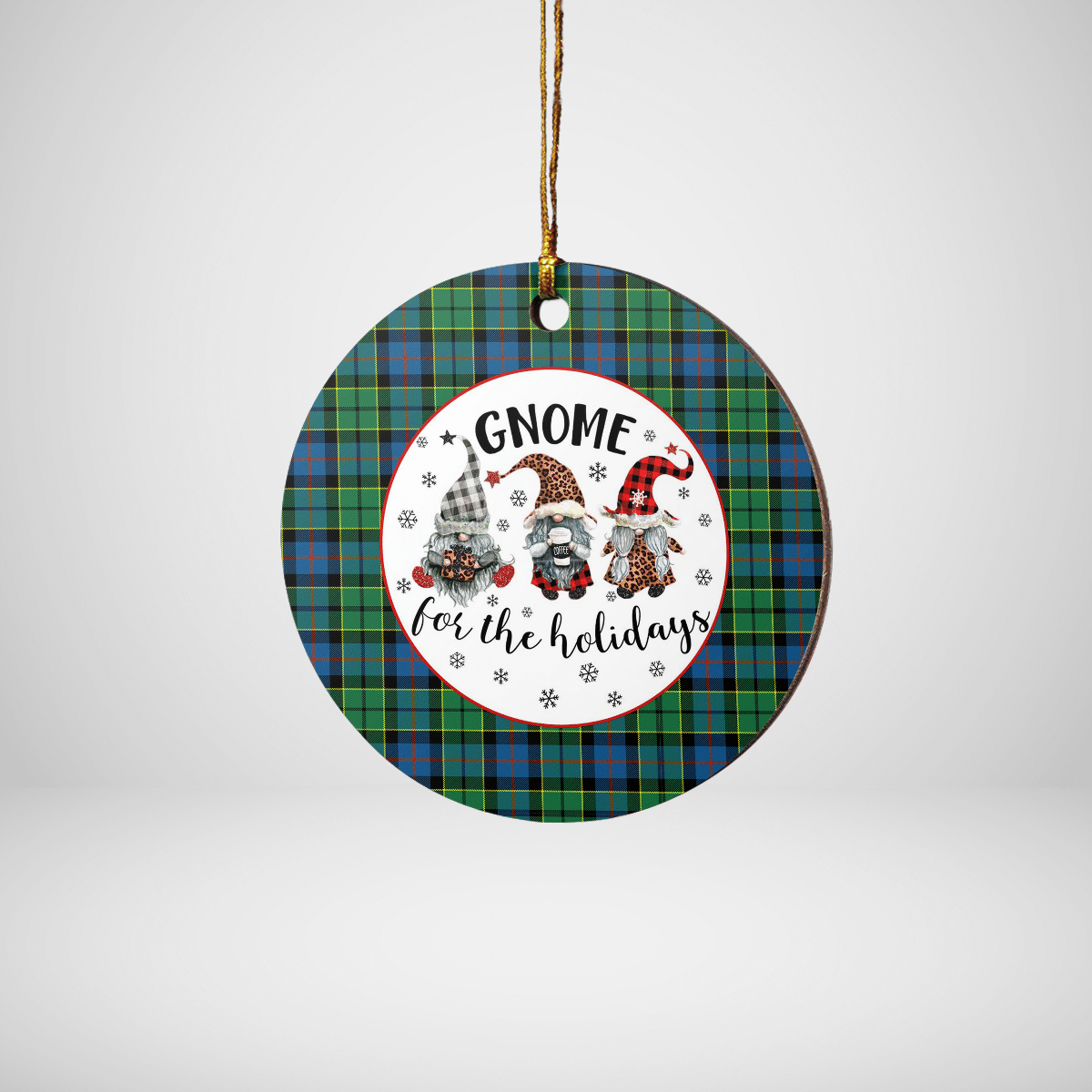 Clan Forsyth Ancient Tartan Tartan Crest Gnome Round Ceramic Ornament KJ60 Forsyth Ancient Tartan Tartan Christmas   