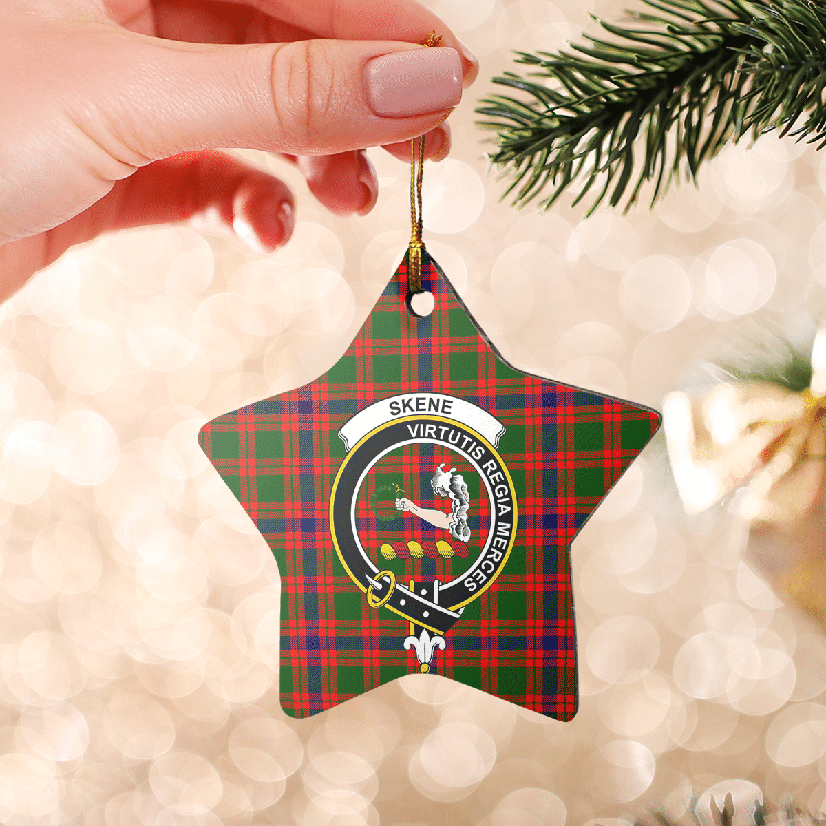 Clan Skene Modern Tartan Crest Star Ceramic Ornament QF99 Skene Modern Tartan Tartan Christmas   