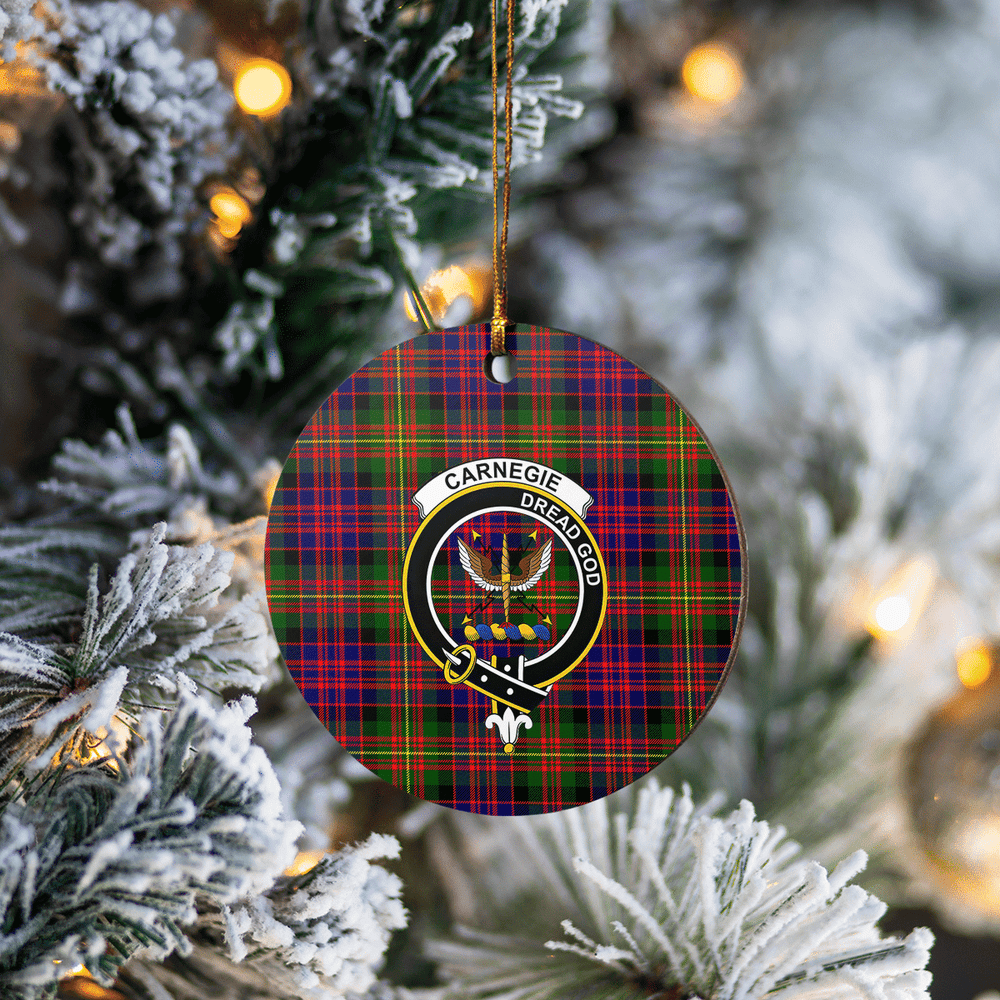 Clan Carnegie Modern Tartan Crest Round Ceramic Ornament RX51 Carnegie Modern Tartan Tartan Christmas   