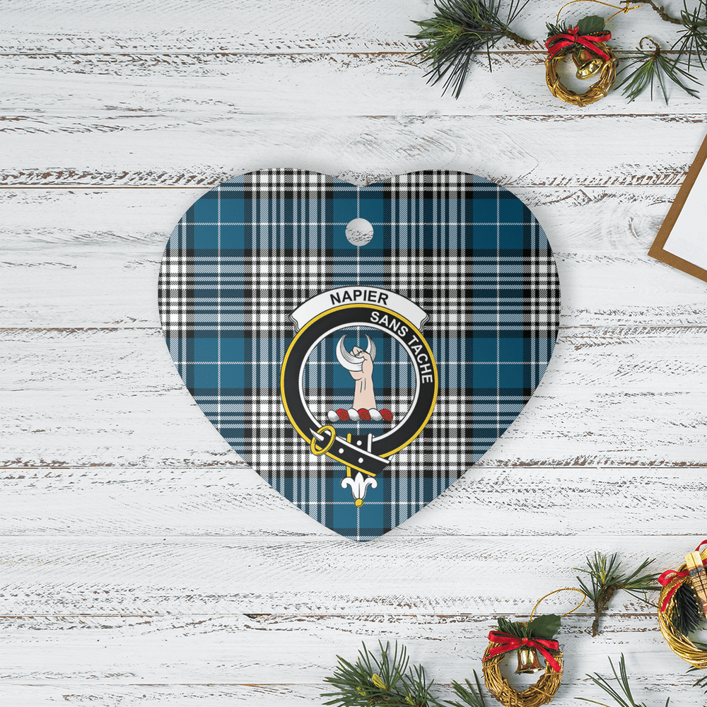 Clan Napier Modern Tartan Crest Heart Ceramic Ornament FI86 Napier Modern Tartan Tartan Christmas   